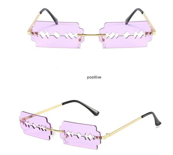 Rimless Rectangle Razor Blade Party Sunglasses