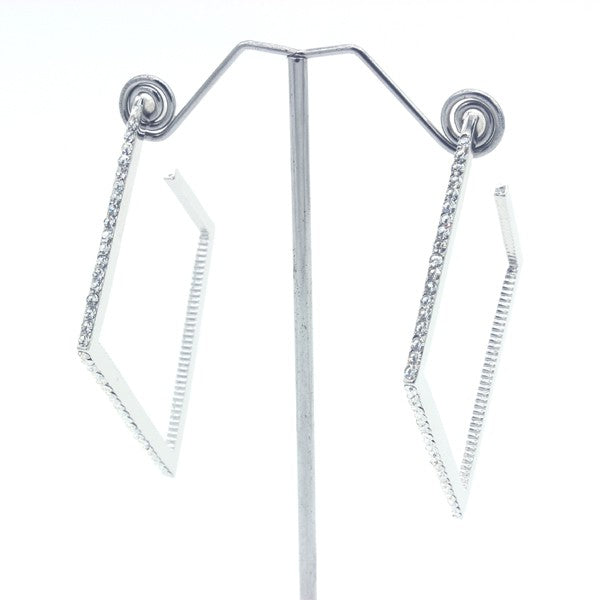 RHINESTONED OPEN END SQUARE EARRINGS