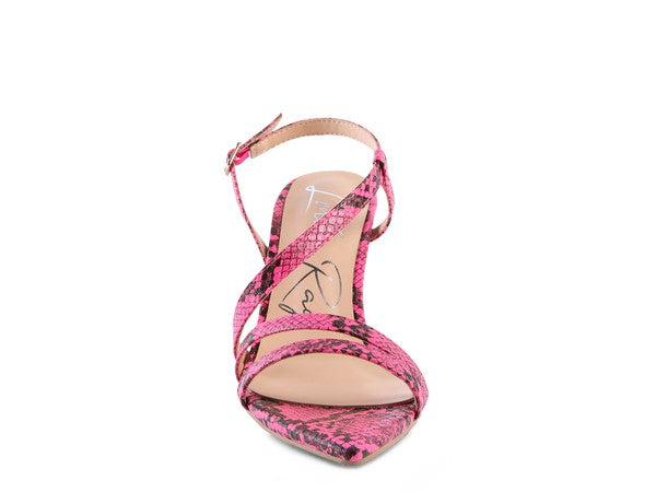 Sandalias de tacón de carrete con estampado de serpiente CHERRY TART