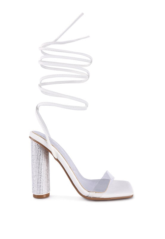 SCANSTA LACE UP DIAMANTE HIGH HEEL SANDAL