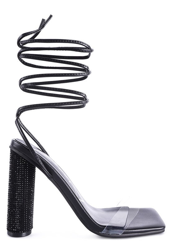 SCANSTA LACE UP DIAMANTE HIGH HEEL SANDAL