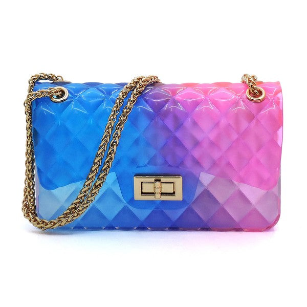 Quilt Embossed Multi Color Jelly Shoulder Bag