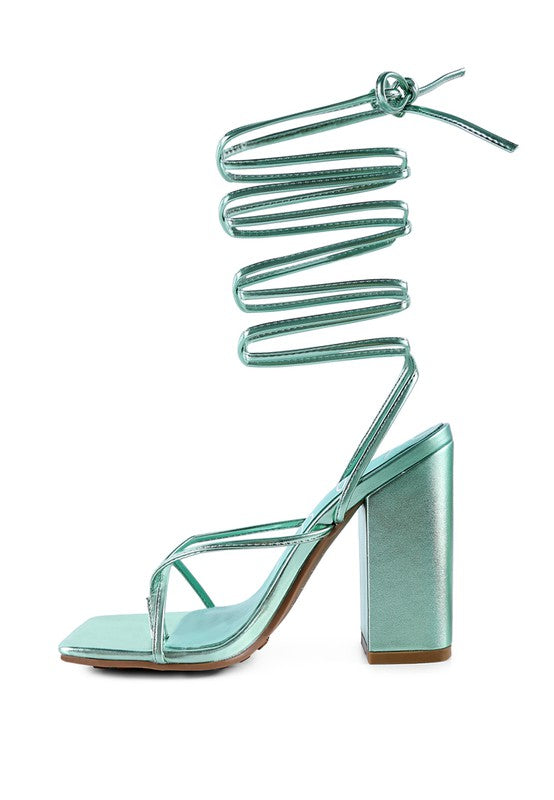 SHEWOLF LACE UP HIGH HEEL SANDALS