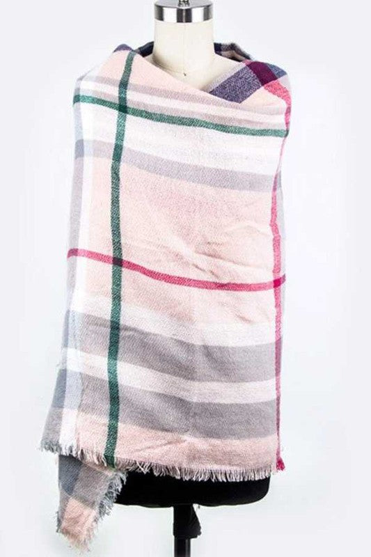 Mix Plaid Square Blanket Scarf