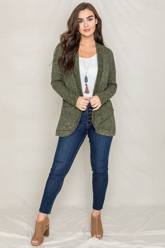 Solid Drape Pocket Cardigan