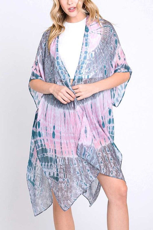 Tie Dye Printed Kimono Cardigan