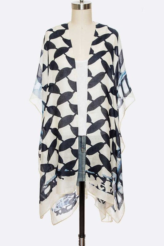 Checker Floral Fashion Kimono