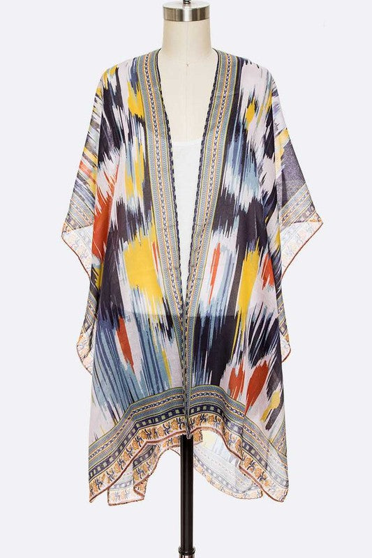 Mix Print Light Weight Kimono Cardigan