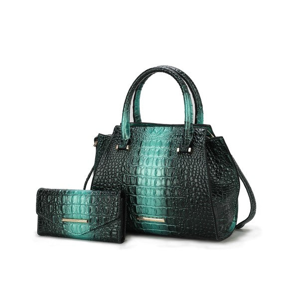 MKF Bently Croc-Embossed Tote & Wallet Set