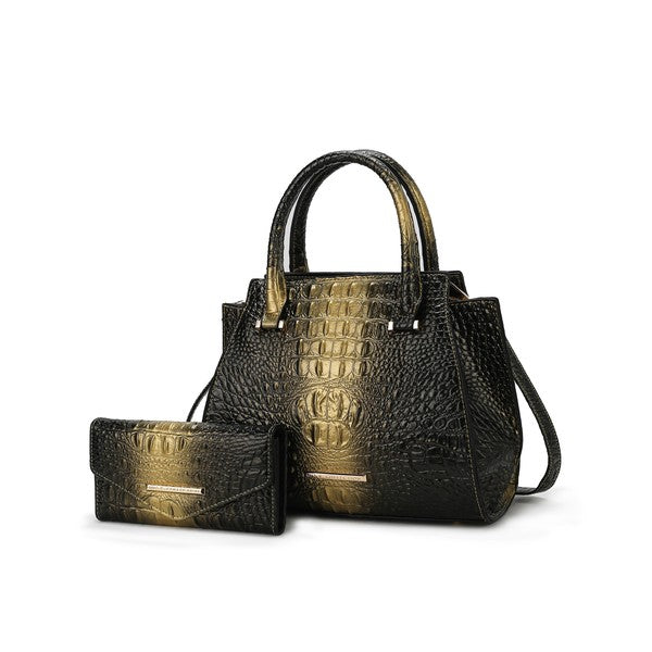 MKF Bently Croc-Embossed Tote & Wallet Set