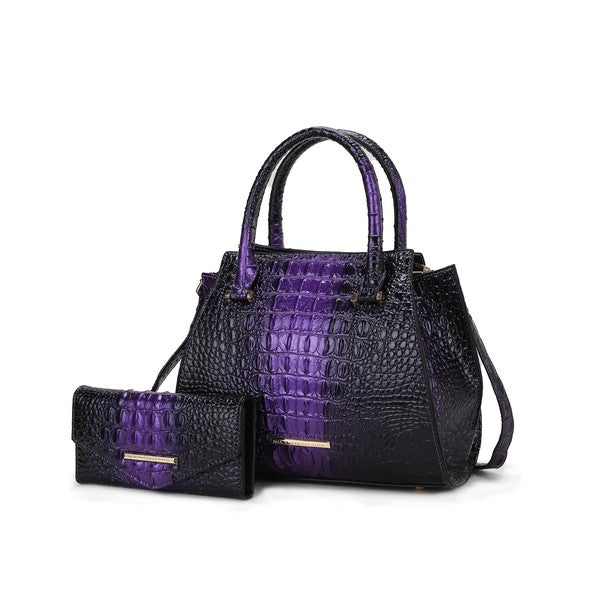 MKF Bently Croc-Embossed Tote & Wallet Set