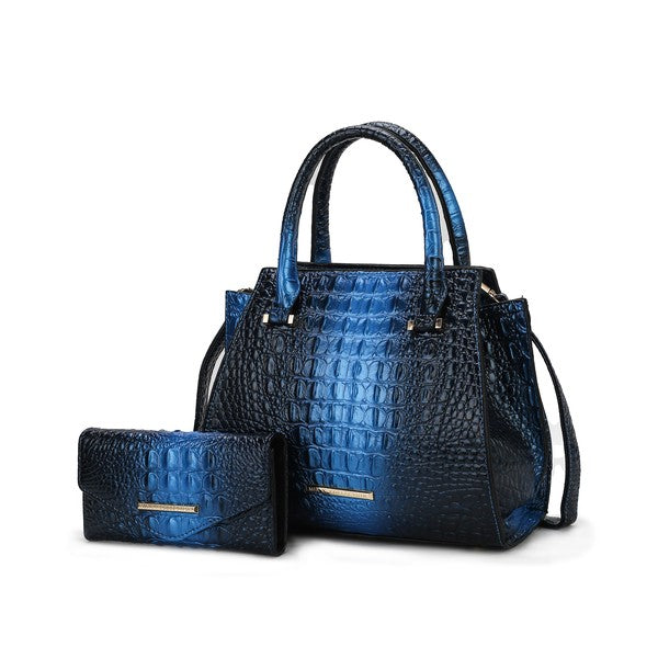 MKF Bently Croc-Embossed Tote & Wallet Set