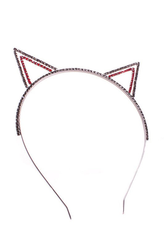 POINTY RHINESTONED CAT EARS HEADBAND