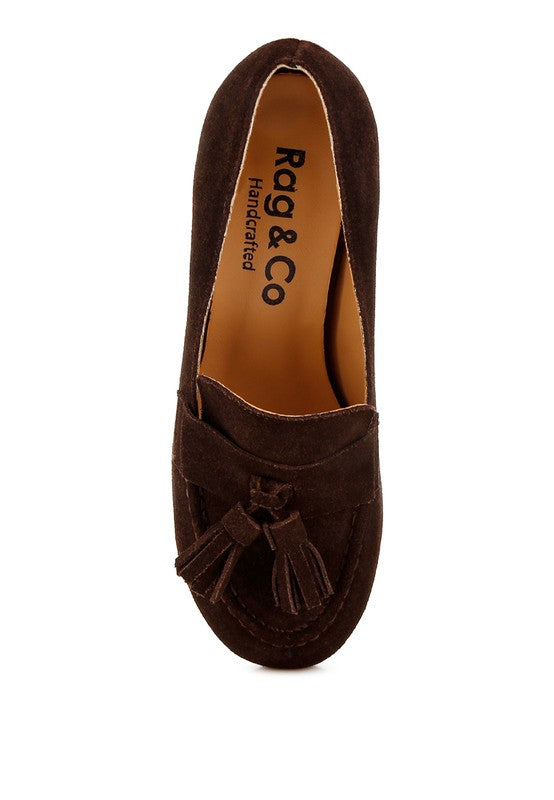 Aloha Tassels Detail Suede Loafers